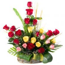 24 mixed roses basket 24 mixed roses basket